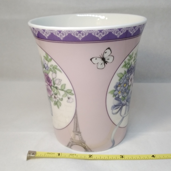 All For You MUG Purple & Blue Flowers in Basket Butterfly Eiffel Tower 12 oz Cup - Picture 4 of 12